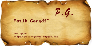Patik Gergő névjegykártya